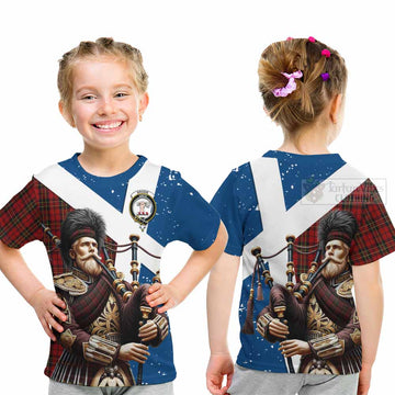 Brodie Tartan Kid T-Shirt with Family Crest Scottish Bagpiper Vibes