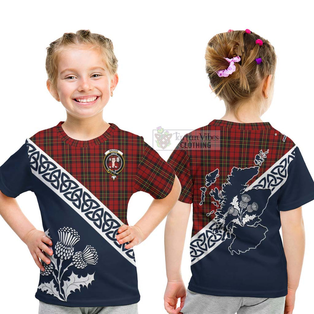 Tartan Vibes Clothing Brodie Tartan Kid T-Shirt Featuring Thistle and Scotland Map