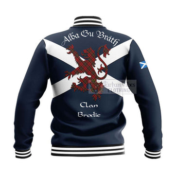 Brodie Tartan Lion Rampant Baseball Jacket  Proudly Display Your Heritage with Alba Gu Brath and Clan Name