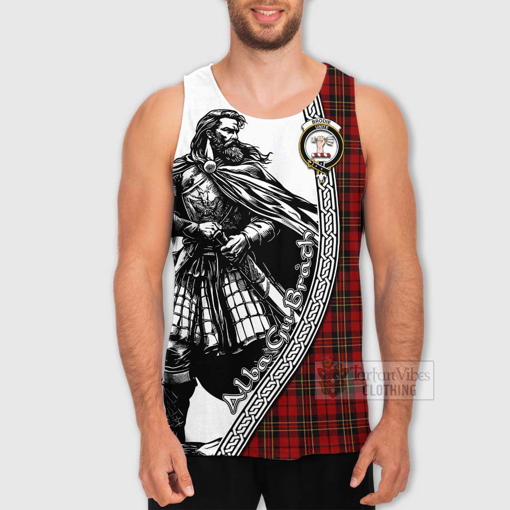 Tartan Vibes Clothing Brodie Tartan Clan Crest Men's Tank Top with Highlander Warrior Celtic Style