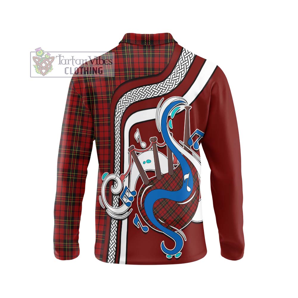 Tartan Vibes Clothing Brodie Tartan Long Sleeve Polo Shirt with Epic Bagpipe Style