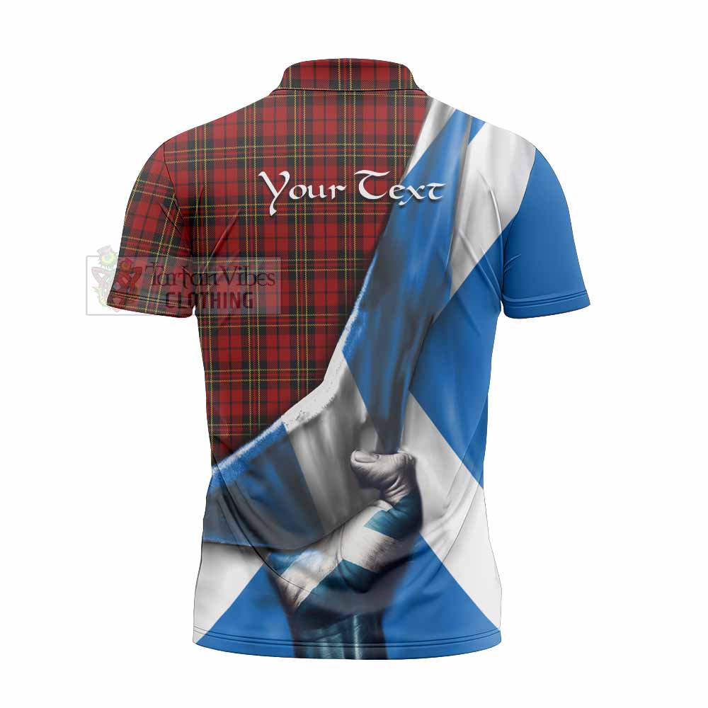 Tartan Vibes Clothing Brodie Tartan Zipper Polo Shirt with Family Crest Scotland Patriotic Style