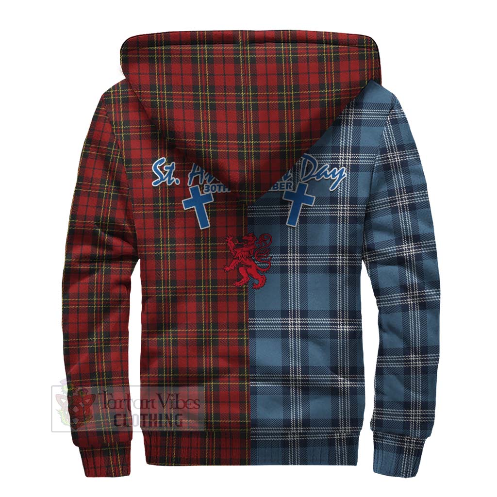 Tartan Vibes Clothing Brodie Tartan Sherpa Hoodie Happy St. Andrew's Day Half Tartan Style