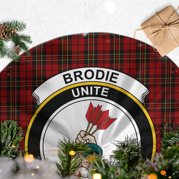 Brodie Tartan Christmas Tree Skirt with Family Crest