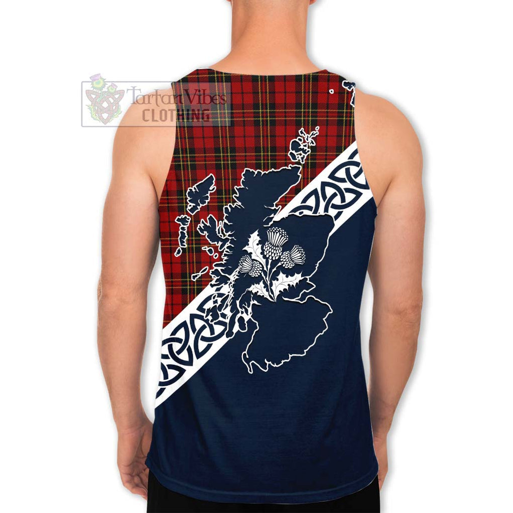 Tartan Vibes Clothing Brodie Tartan Men's Tank Top Featuring Thistle and Scotland Map