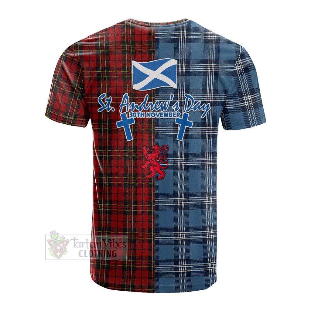 Tartan Vibes Clothing Brodie Tartan Cotton T-shirt Happy St. Andrew's Day Half Tartan Style