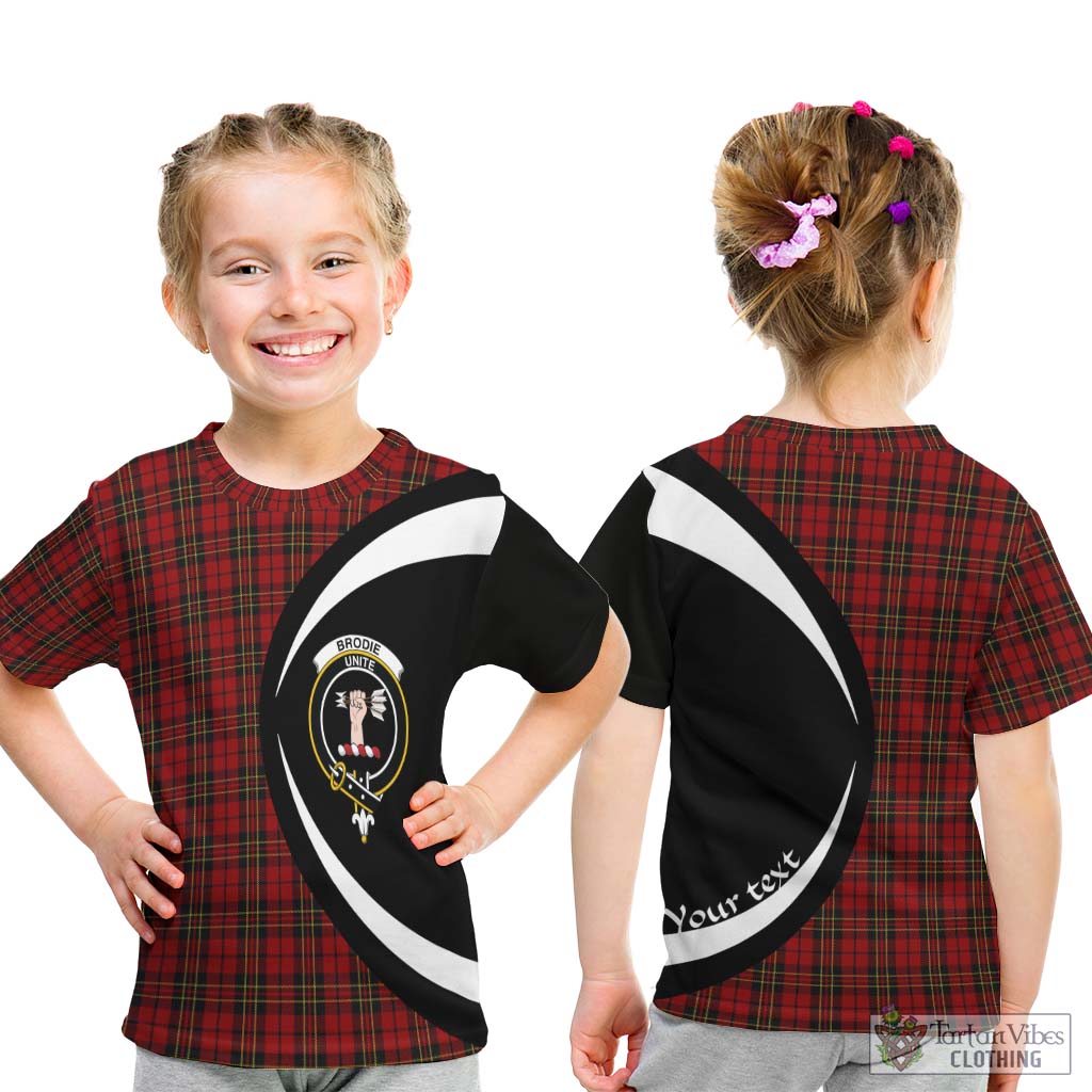 Tartan Vibes Clothing Brodie Tartan Kid T-Shirt with Family Crest Circle Style