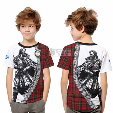 Brodie Tartan Clan Crest Kid T-Shirt with Highlander Warrior Celtic Style