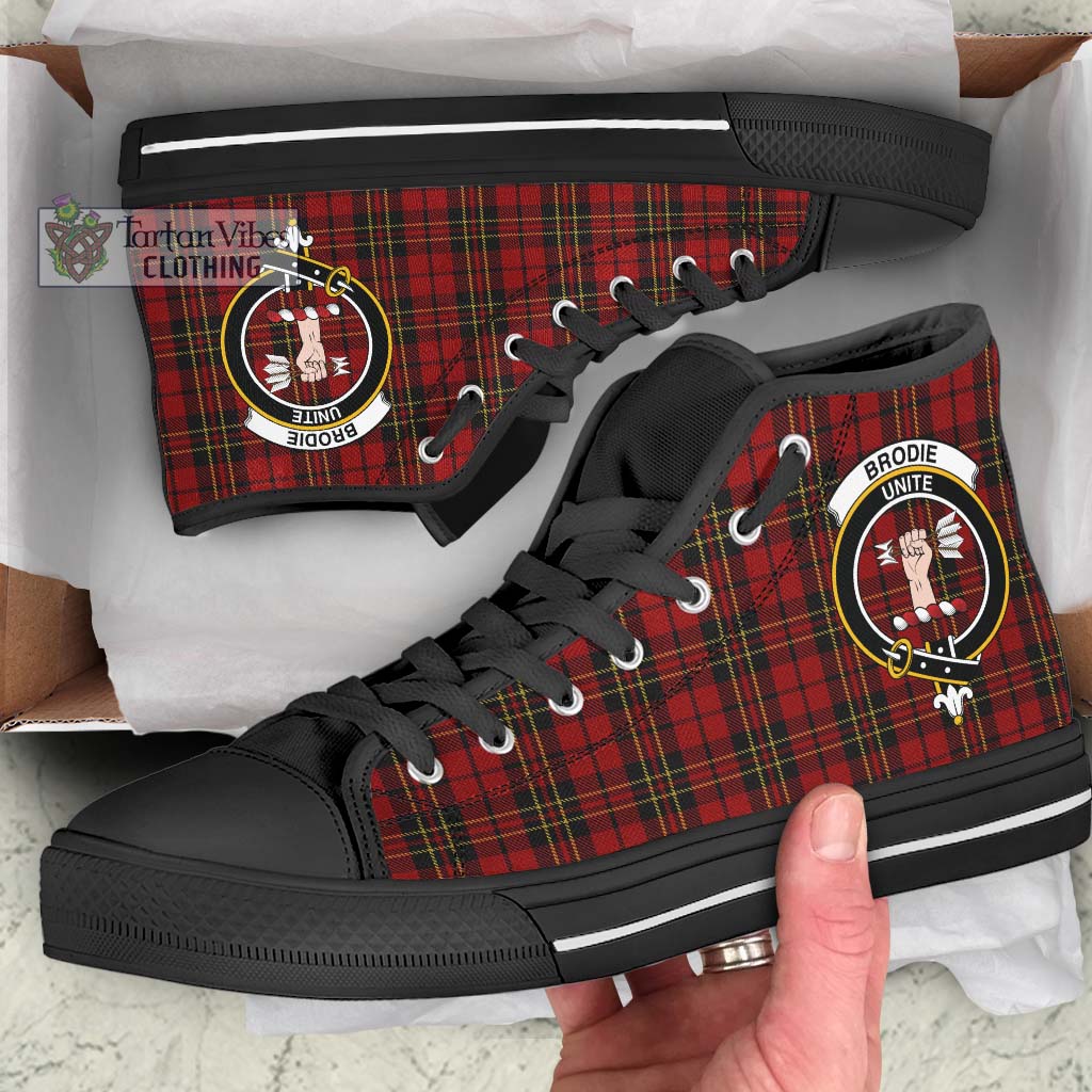 Tartan Vibes Clothing Brodie Tartan High Top Shoes with Family Crest