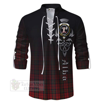 Brodie Tartan Ghillie Kilt Shirt Featuring Alba Gu Brath Family Crest Celtic Inspired