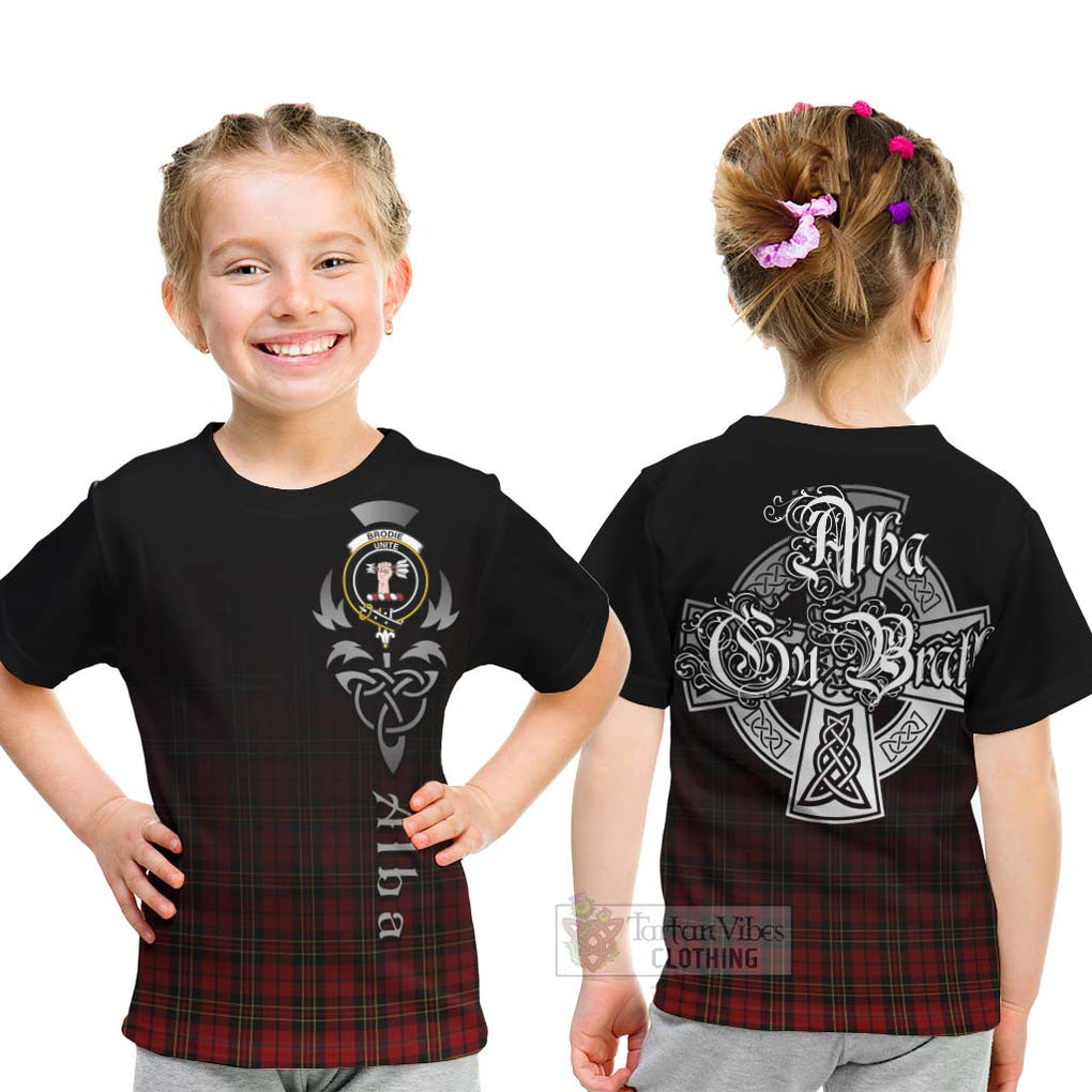 Tartan Vibes Clothing Brodie Tartan Kid T-Shirt Featuring Alba Gu Brath Family Crest Celtic Inspired