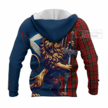 Brodie Tartan Family Crest Knitted Hoodie with Scottish Majestic Lion