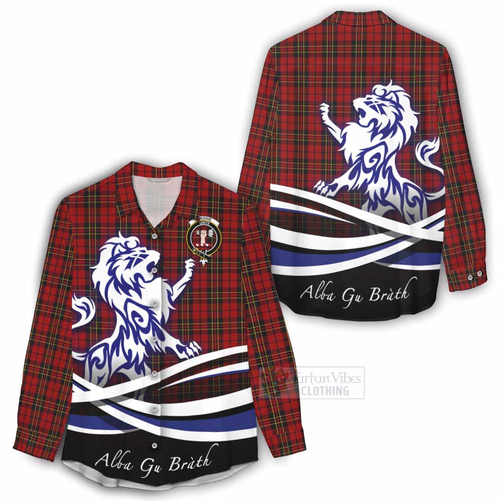 Tartan Vibes Clothing Brodie Tartan Women's Casual Shirt with Alba Gu Brath Regal Lion Emblem