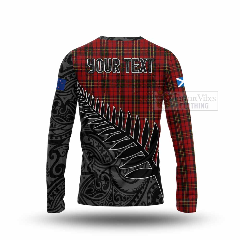 Tartan Vibes Clothing Brodie Crest Tartan Long Sleeve T-Shirt with New Zealand Silver Fern Half Style