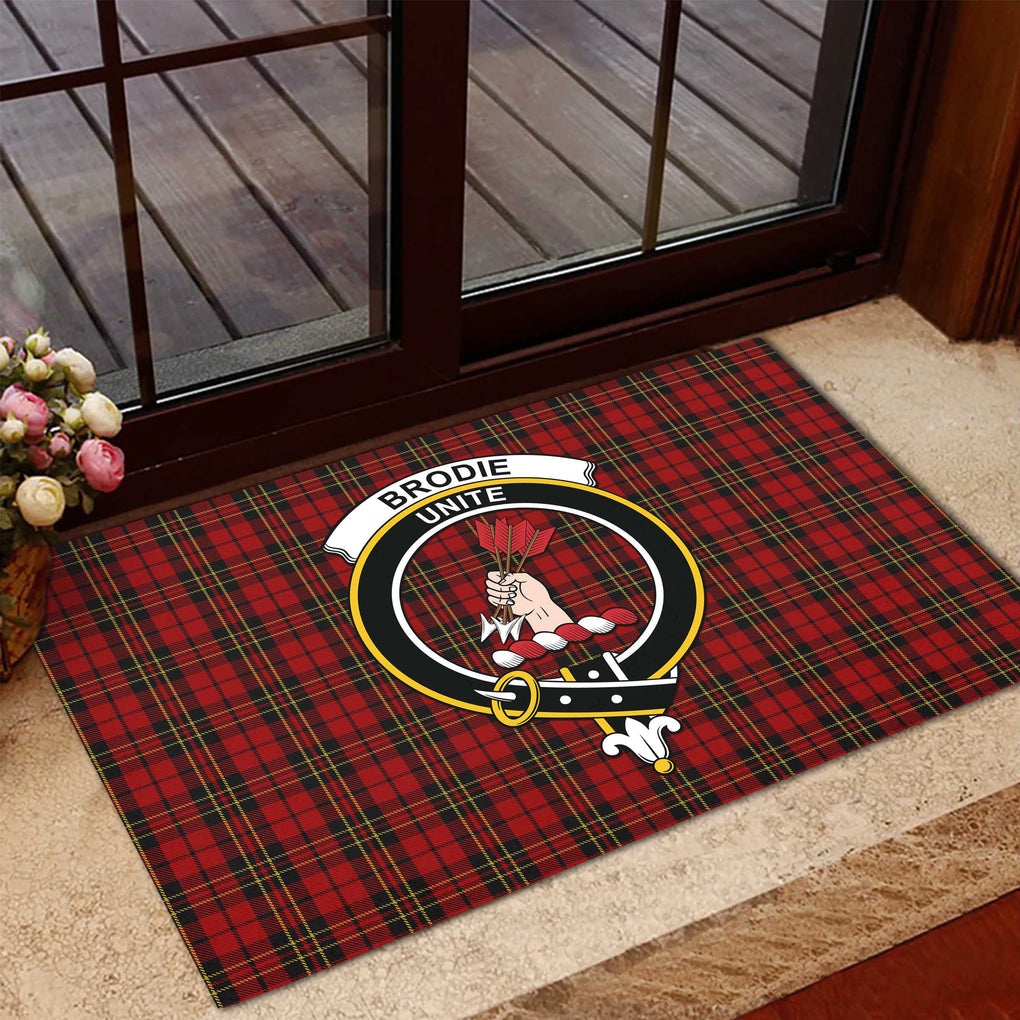 Brodie Tartan Door Mat with Family Crest - Tartanvibesclothing