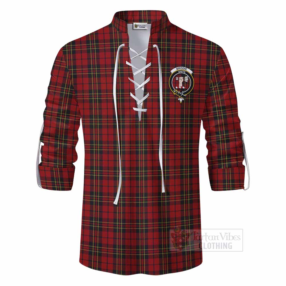 Tartan Vibes Clothing Brodie Tartan Ghillie Kilt Shirt with Family Crest DNA In Me Style