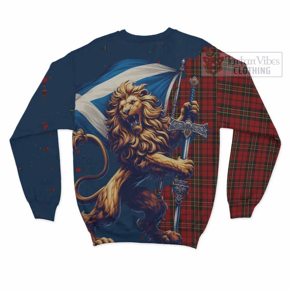 Tartan Vibes Clothing Brodie Tartan Family Crest Sweatshirt with Scottish Majestic Lion