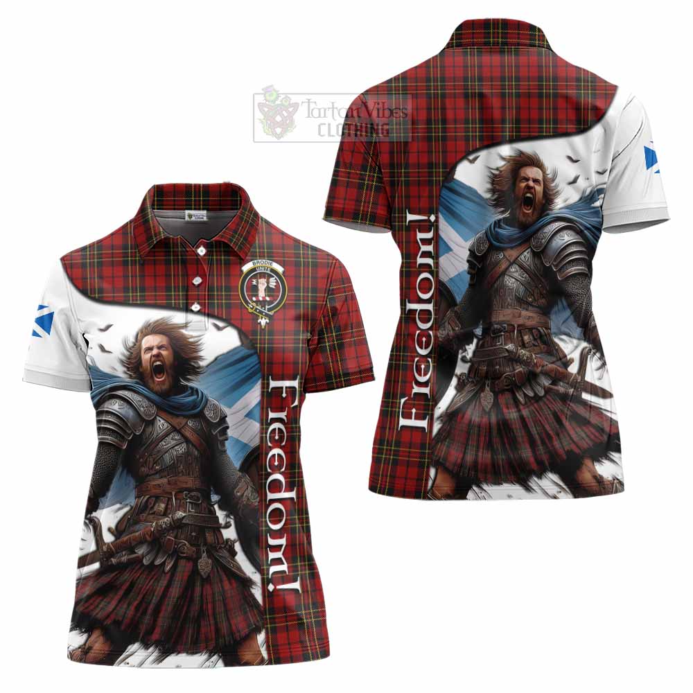 Tartan Vibes Clothing Brodie Crest Tartan Women's Polo Shirt Inspired by the Freedom of Scottish Warrior