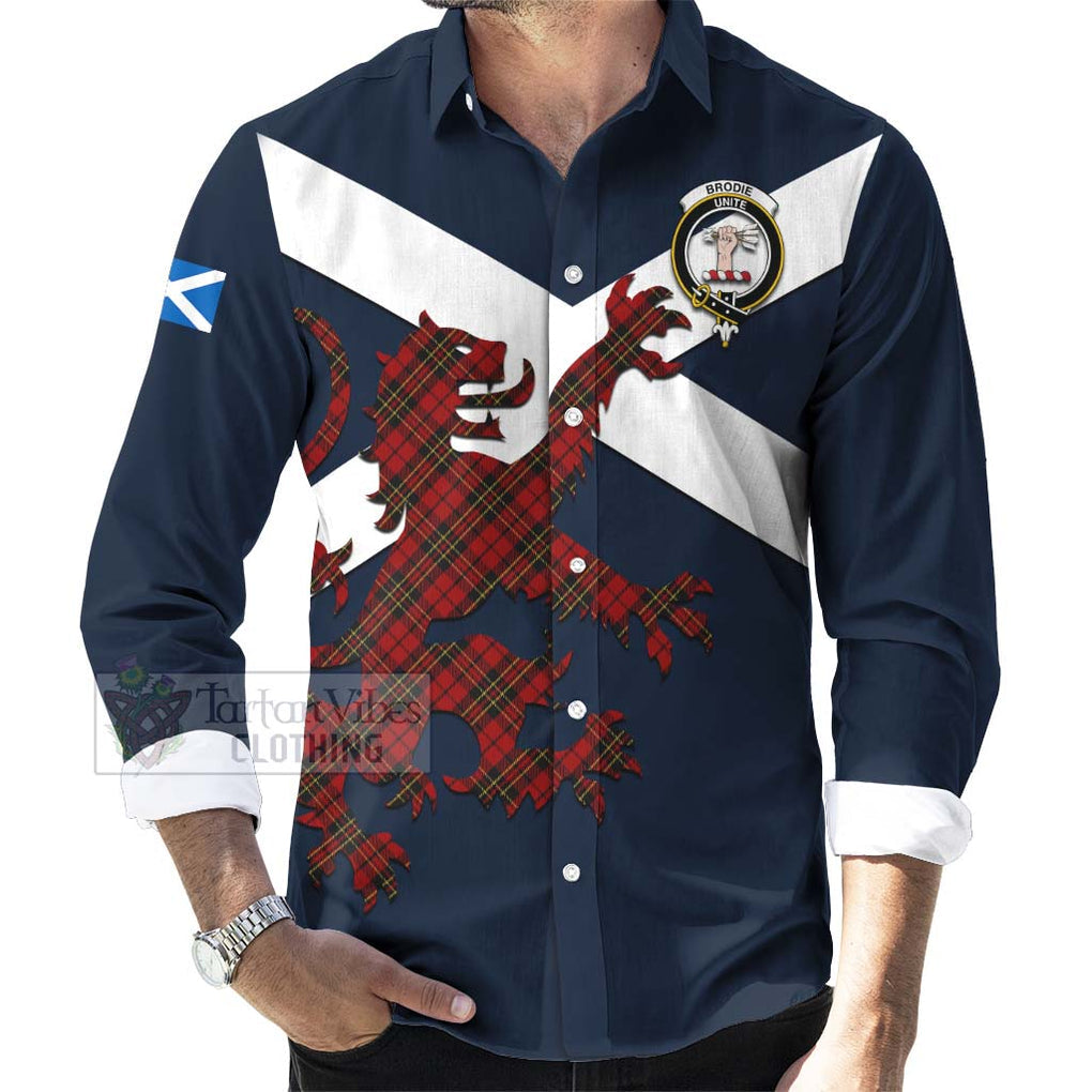 Tartan Vibes Clothing Brodie Tartan Lion Rampant Long Sleeve Button Shirt – Proudly Display Your Heritage with Alba Gu Brath and Clan Name