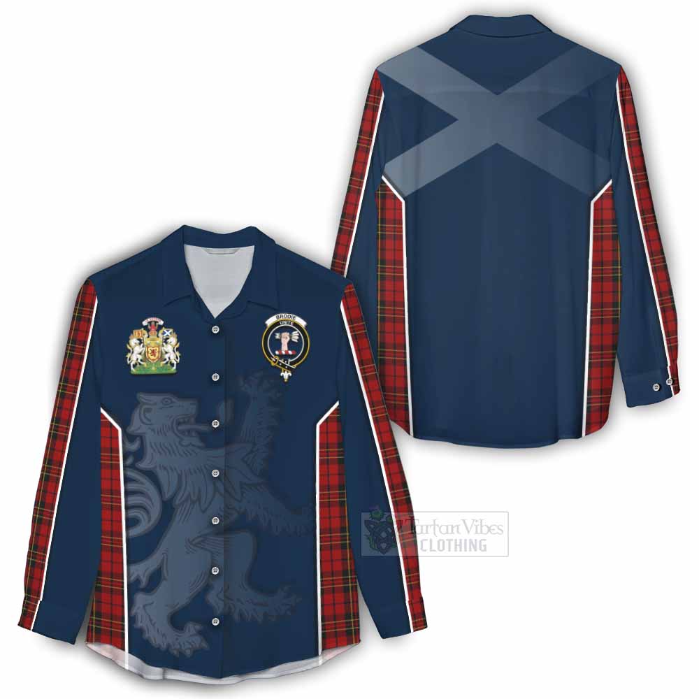 Tartan Vibes Clothing Brodie Tartan Women's Casual Shirt with Family Crest and Lion Rampant Vibes Sport Style