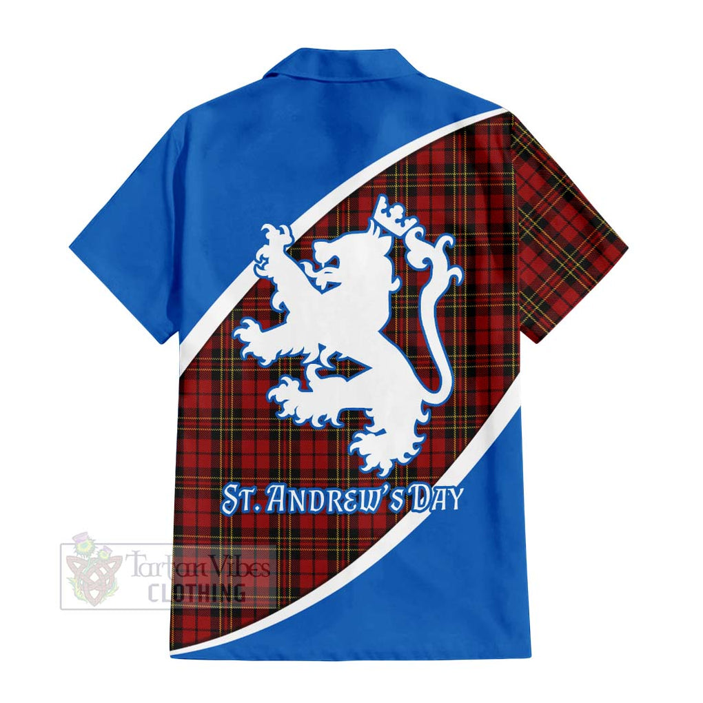 Tartan Vibes Clothing Brodie Family Crest Tartan Short Sleeve Button Shirt Celebrate Saint Andrew's Day in Style