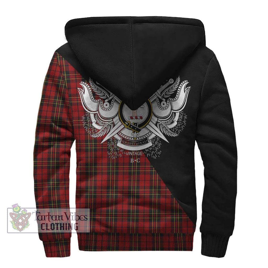 Brodie Tartan Sherpa Hoodie with Family Crest and Military Logo Style - Tartanvibesclothing Shop