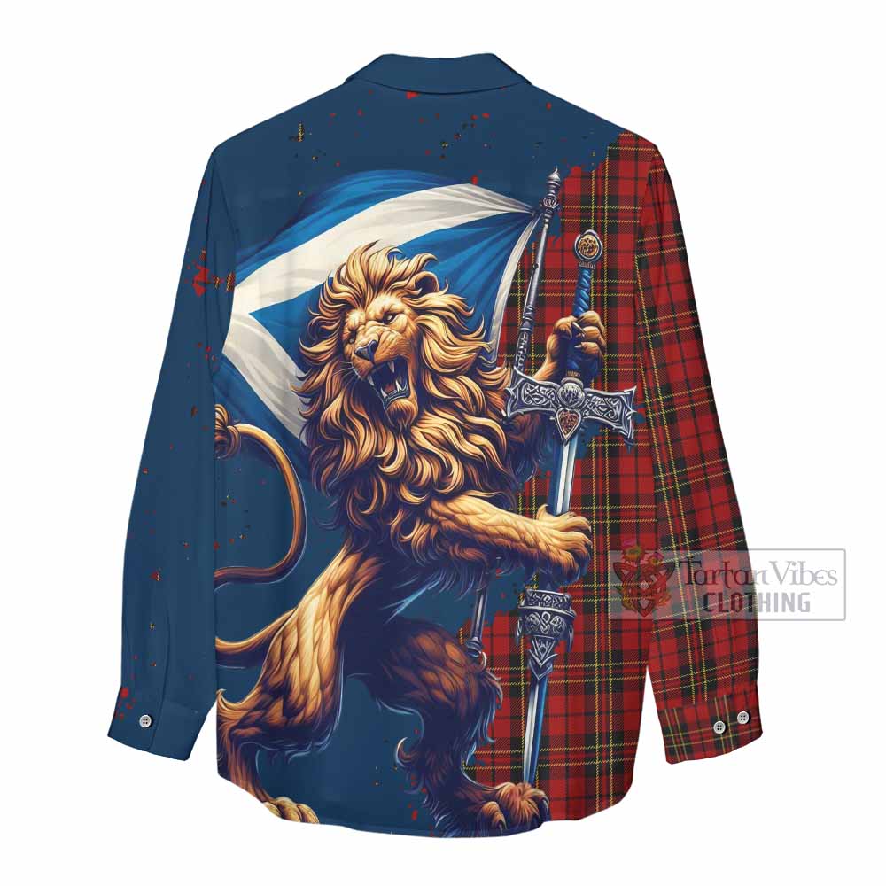 Tartan Vibes Clothing Brodie Tartan Family Crest Women's Casual Shirt with Scottish Majestic Lion