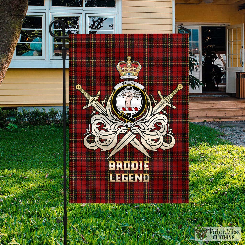 Tartan Vibes Clothing Brodie Tartan Flag with Clan Crest and the Golden Sword of Courageous Legacy