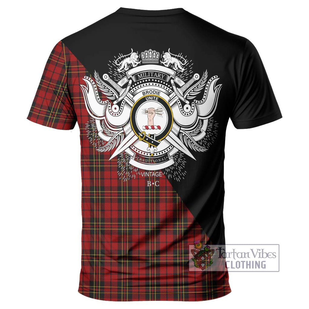 Brodie Tartan T-Shirt with Family Crest and Military Logo Style - Tartanvibesclothing Shop