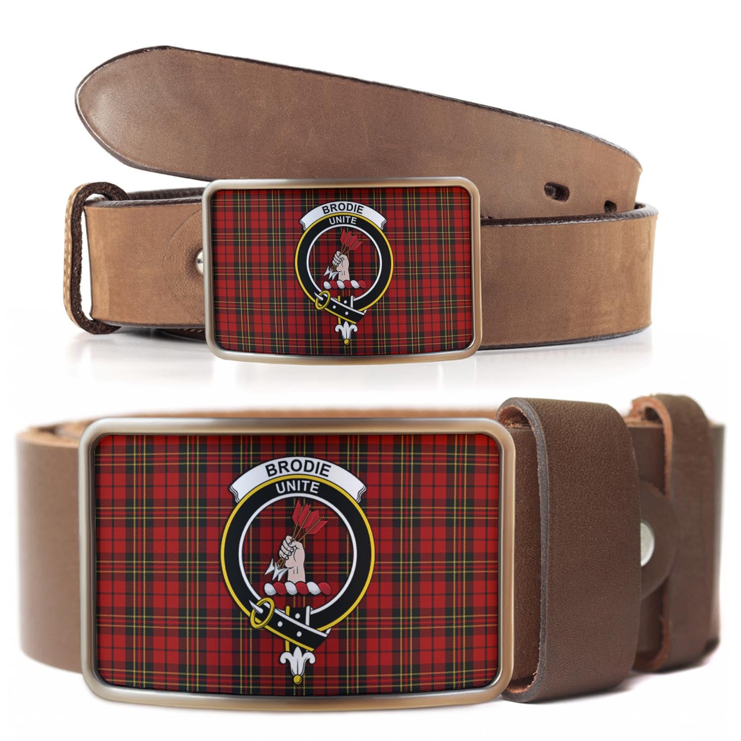 Brodie Tartan Belt Buckles with Family Crest - Tartan Vibes Clothing