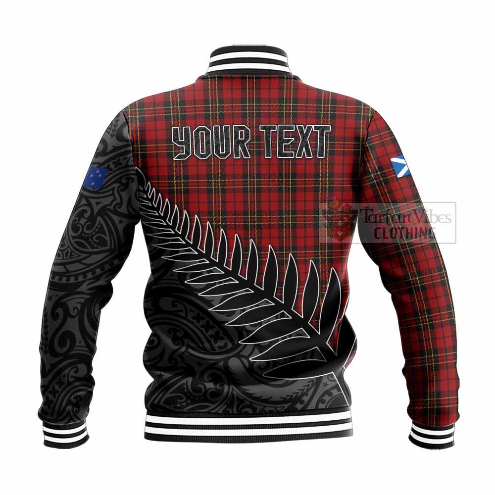 Tartan Vibes Clothing Brodie Crest Tartan Baseball Jacket with New Zealand Silver Fern Half Style