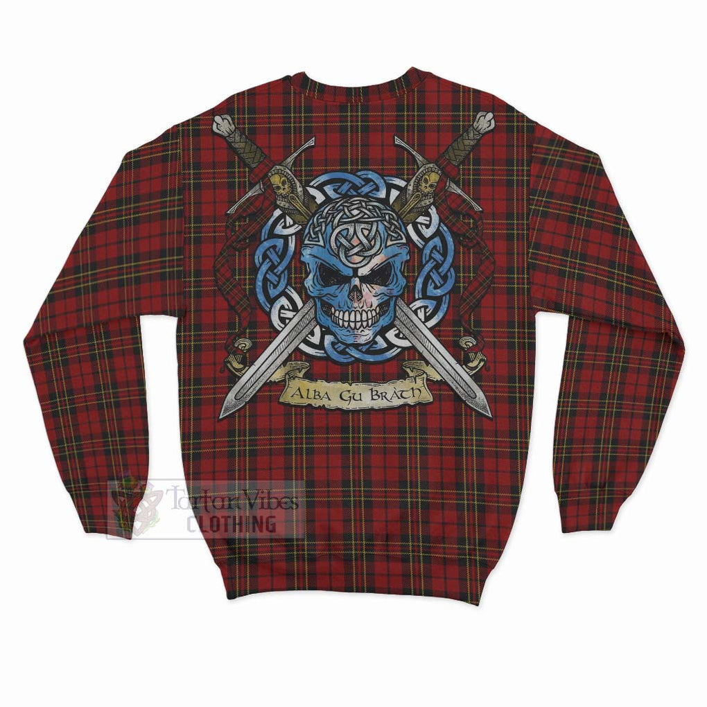 Tartan Vibes Clothing Brodie Tartan Sweatshirt with Family Crest Celtic Skull Style