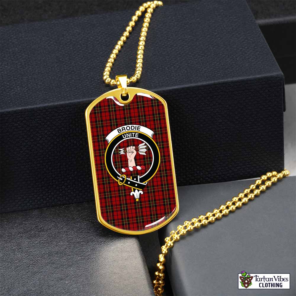 Tartan Vibes Clothing Brodie Tartan Dog Tag Necklace with Family Crest