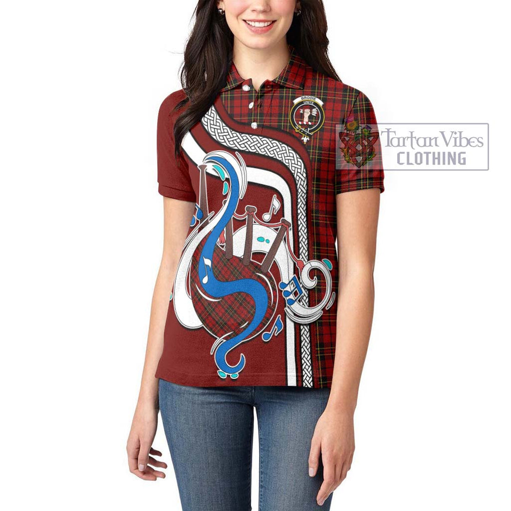 Brodie Tartan Women's Polo Shirt with Epic Bagpipe Style - Tartanvibesclothing Shop