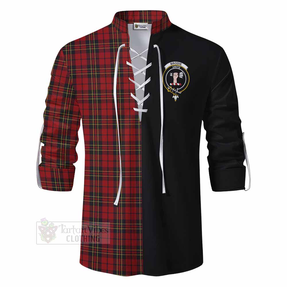 Tartan Vibes Clothing Brodie Tartan Ghillie Kilt Shirt with Family Crest and Half Of Me Style