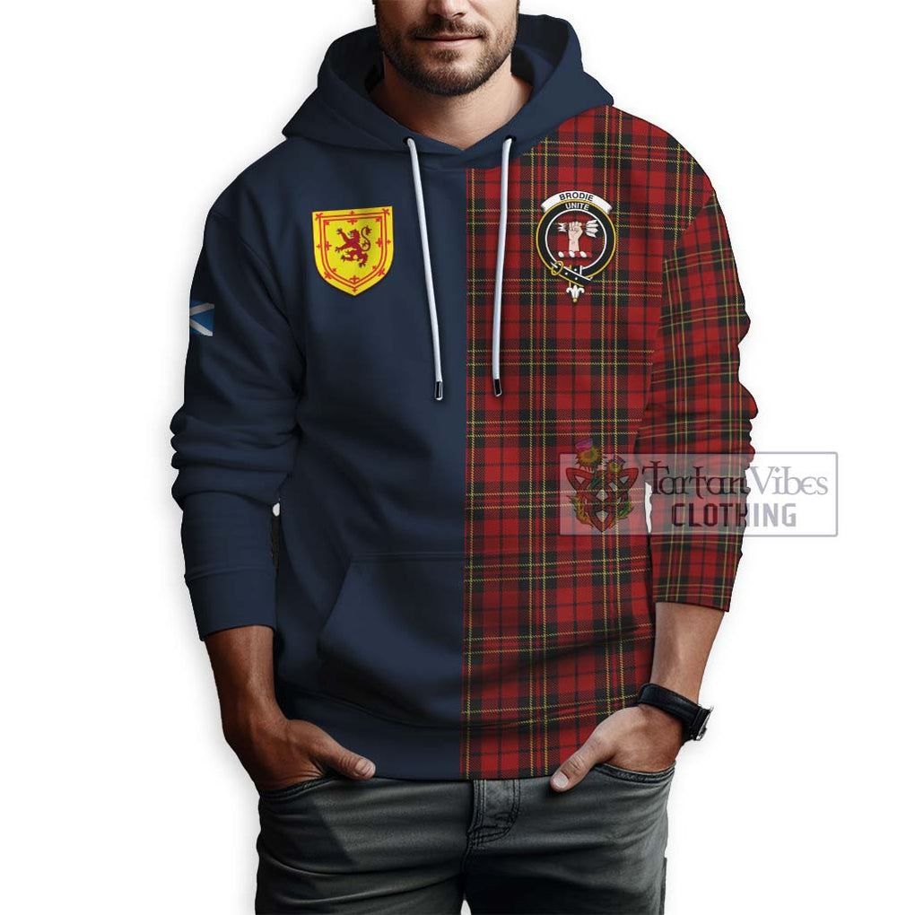 Tartan Vibes Clothing Brodie Tartan Hoodie with Scottish Lion Royal Arm Half Style