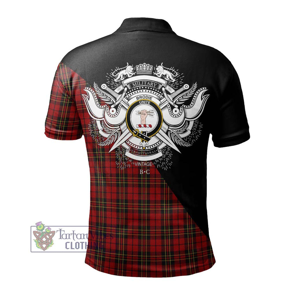 Brodie Tartan Polo Shirt with Family Crest and Military Logo Style - Tartanvibesclothing Shop