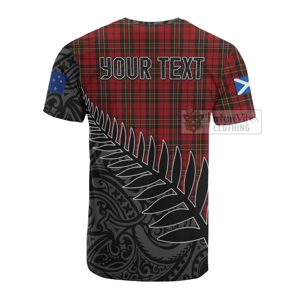 Tartan Vibes Clothing Brodie Crest Tartan Cotton T-shirt with New Zealand Silver Fern Half Style