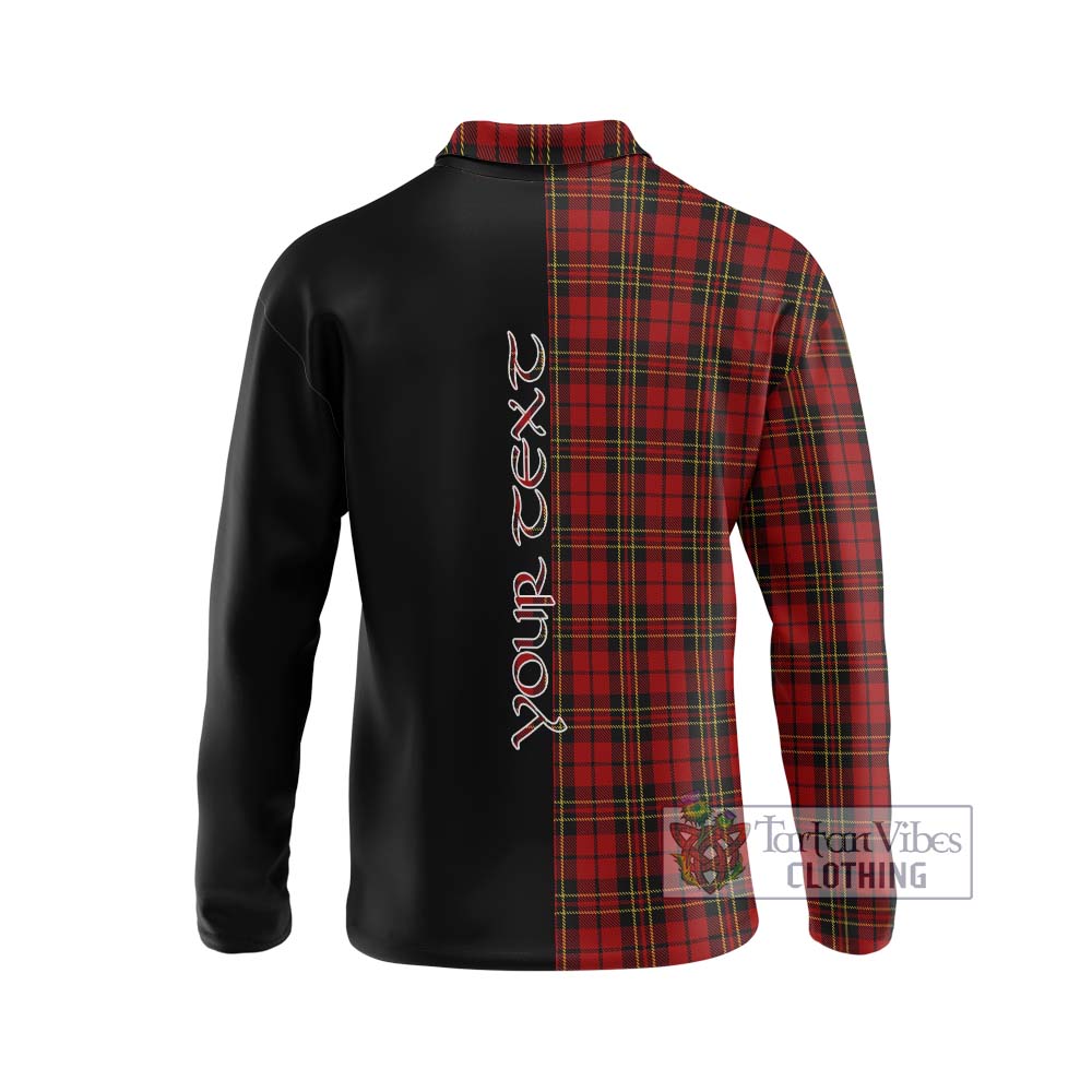 Brodie Tartan Long Sleeve Polo Shirt with Family Crest and Half Of Me Style - Tartanvibesclothing Shop