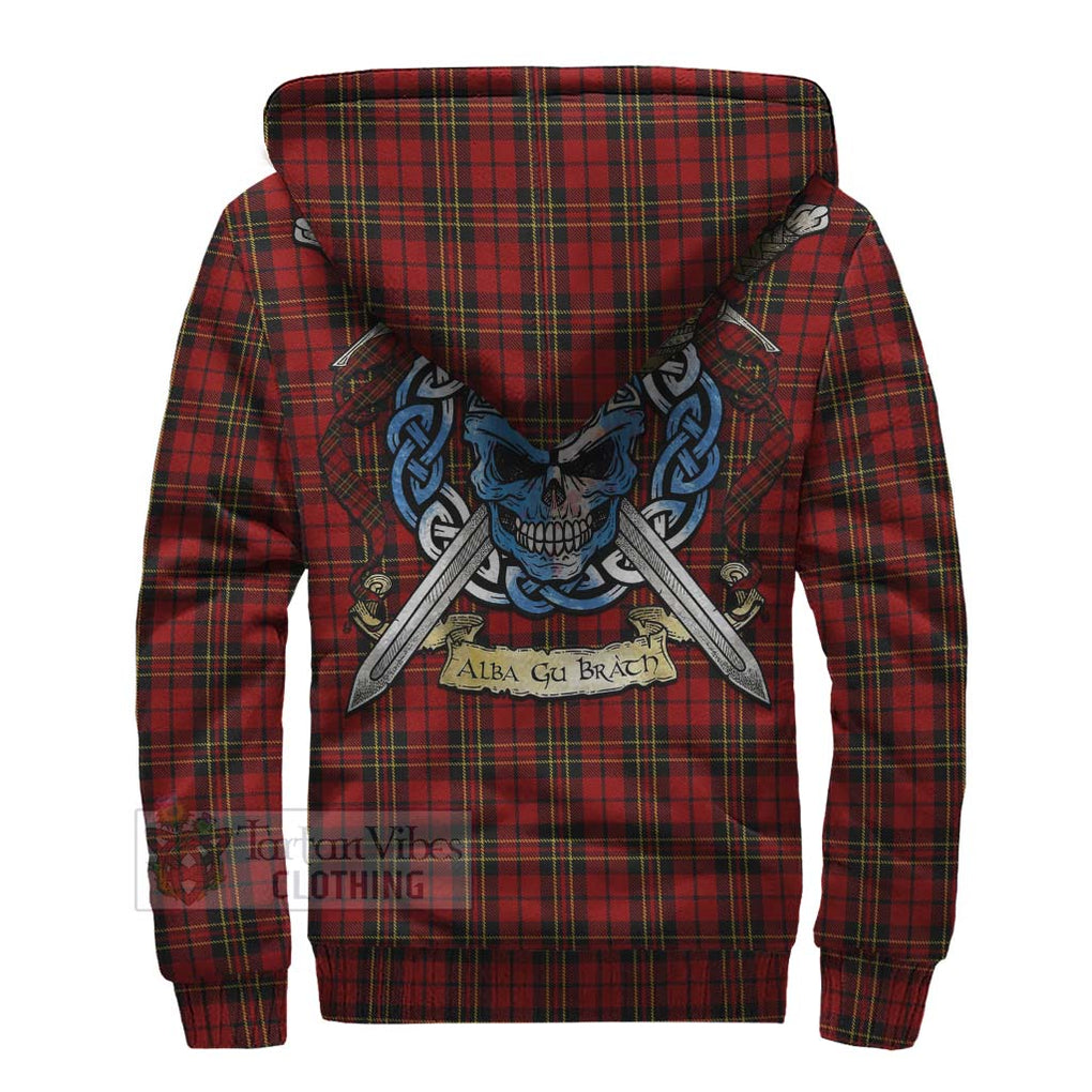 Tartan Vibes Clothing Brodie Tartan Sherpa Hoodie with Family Crest Celtic Skull Style