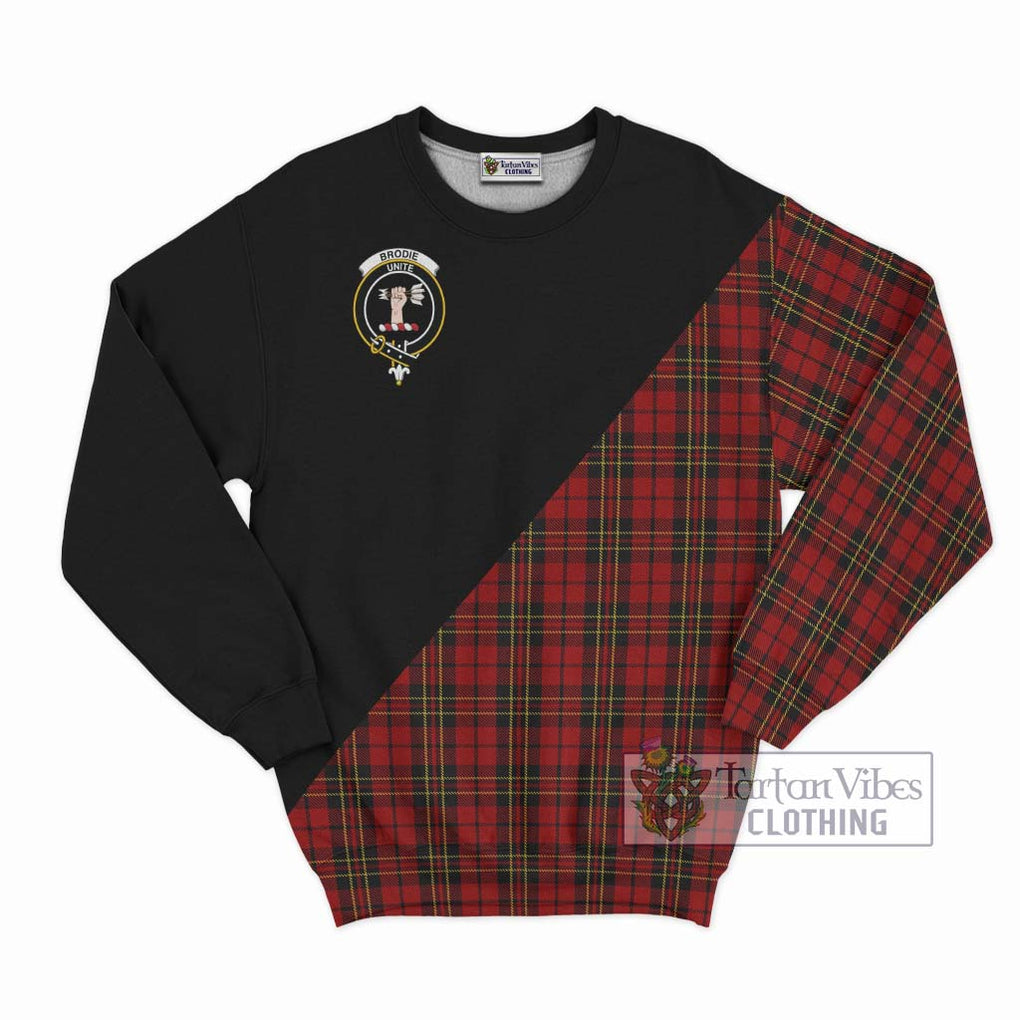 Brodie Tartan Sweatshirt with Family Crest and Military Logo Style - Tartanvibesclothing Shop