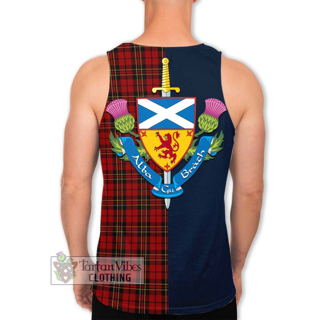 Tartan Vibes Clothing Brodie Tartan Men's Tank Top with Scottish Lion Royal Arm Half Style