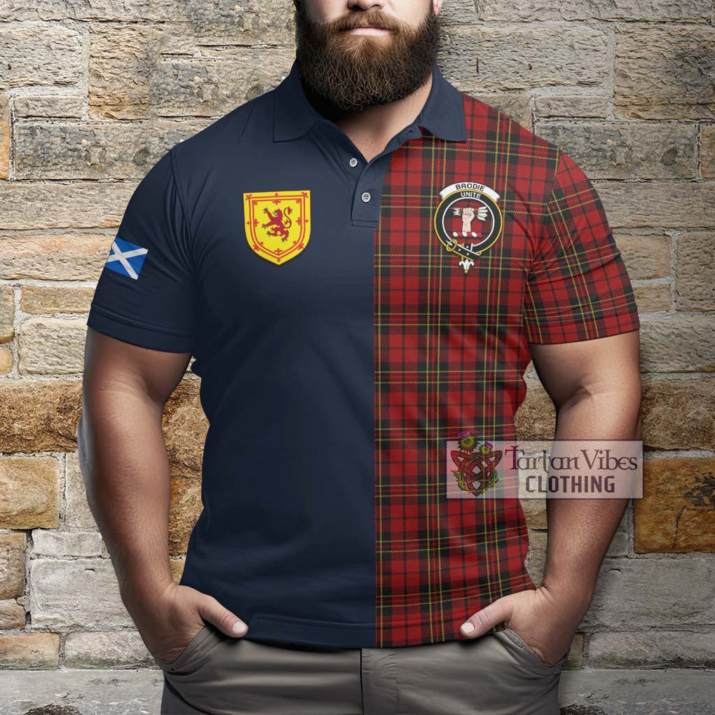 Tartan Vibes Clothing Brodie Tartan Polo Shirt with Scottish Lion Royal Arm Half Style