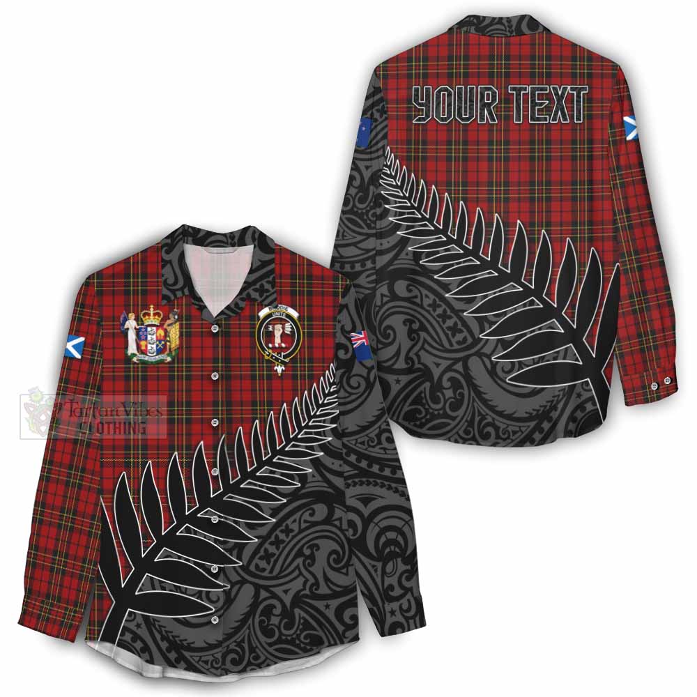 Tartan Vibes Clothing Brodie Crest Tartan Women's Casual Shirt with New Zealand Silver Fern Half Style