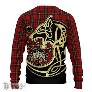 Brodie Tartan Knitted Sweater with Family Crest Celtic Wolf Style