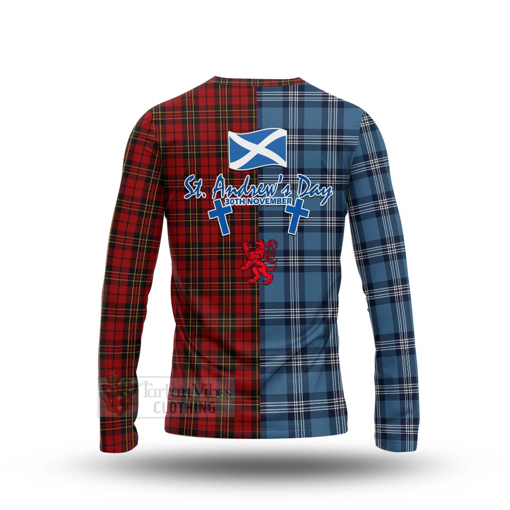 Tartan Vibes Clothing Brodie Tartan Long Sleeve T-Shirt Happy St. Andrew's Day Half Tartan Style