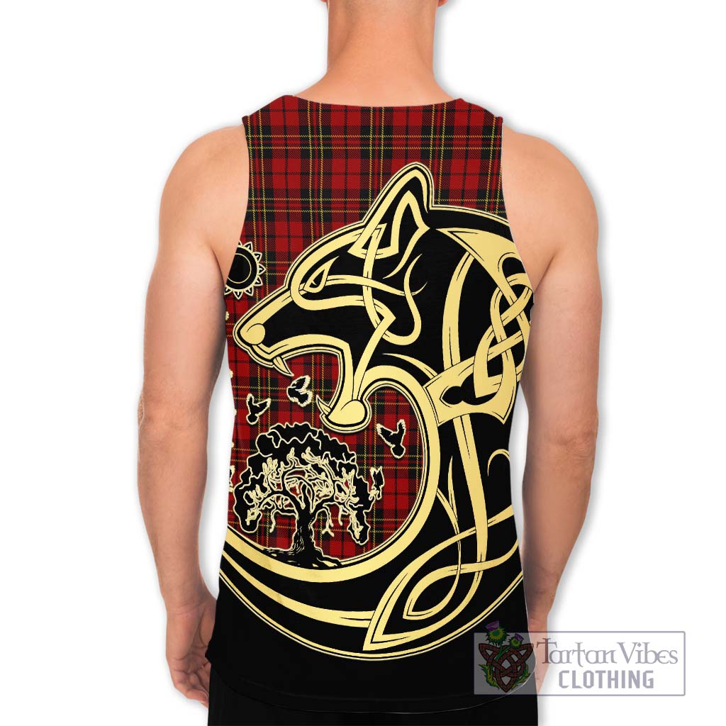 Tartan Vibes Clothing Brodie Tartan Men's Tank Top with Family Crest Celtic Wolf Style