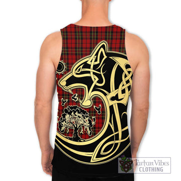 Brodie Tartan Men's Tank Top with Family Crest Celtic Wolf Style