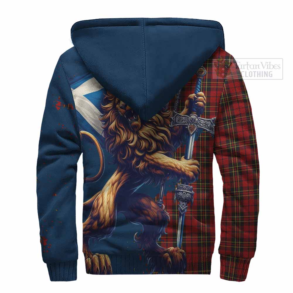 Tartan Vibes Clothing Brodie Tartan Family Crest Sherpa Hoodie with Scottish Majestic Lion