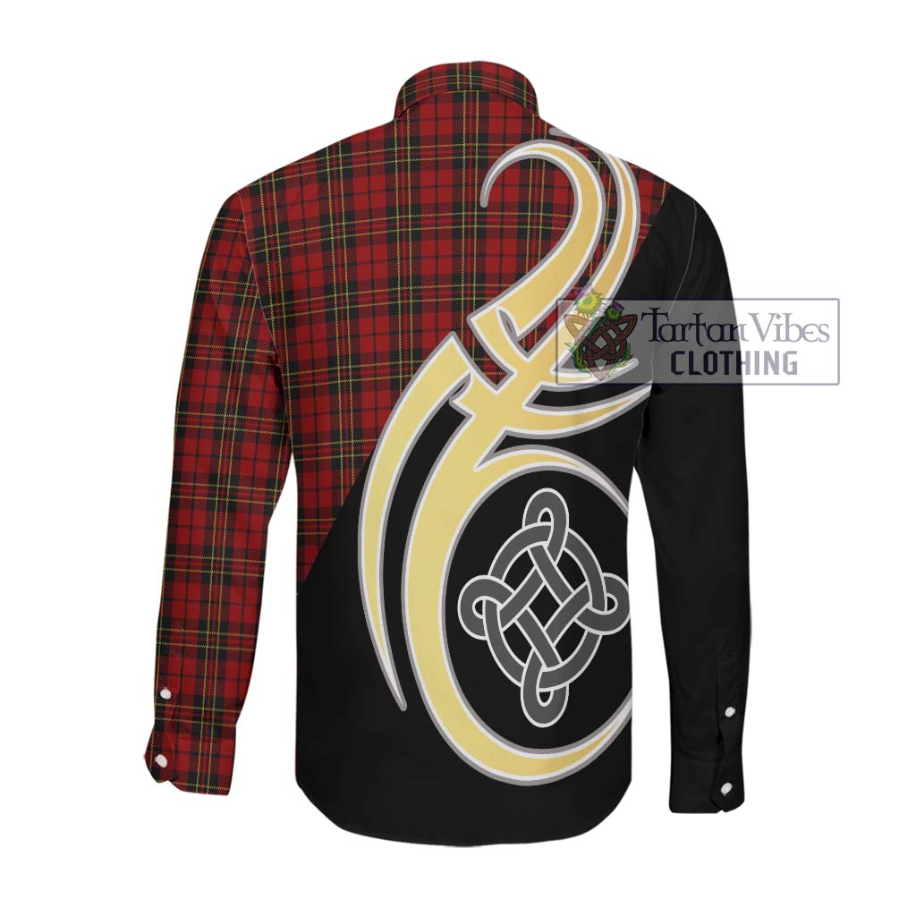 Brodie Tartan Long Sleeve Button Shirt with Family Crest and Celtic Symbol Style Men's Shirt - Tartan Vibes Clothing